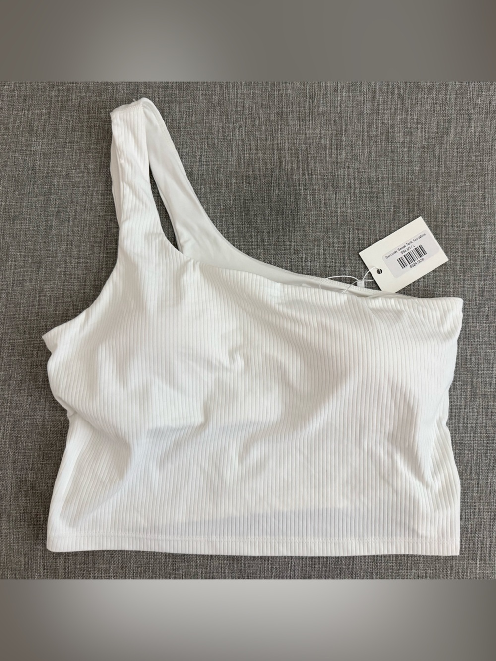 Women’s White One-Shoulder Ribbed Cropped Tank Top